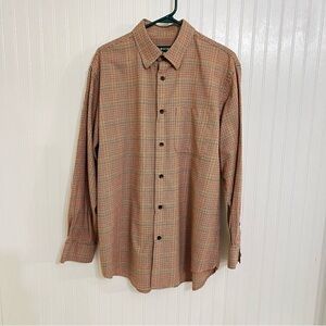 Orvis Men’s Luxury Cotton Merino Blend Plaid Button Down Shirt Size L